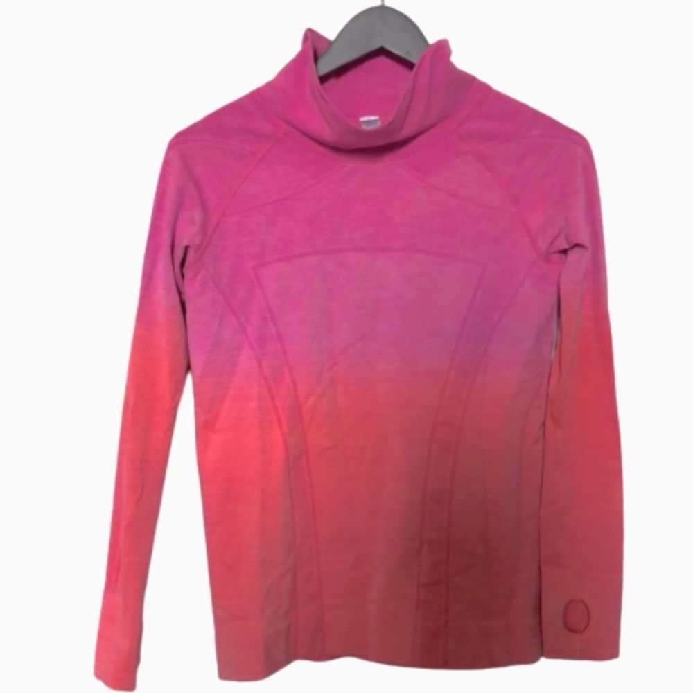 Ivivva by lululemon Fly Knit mock neck long sleeve T-shirt pink ombre
